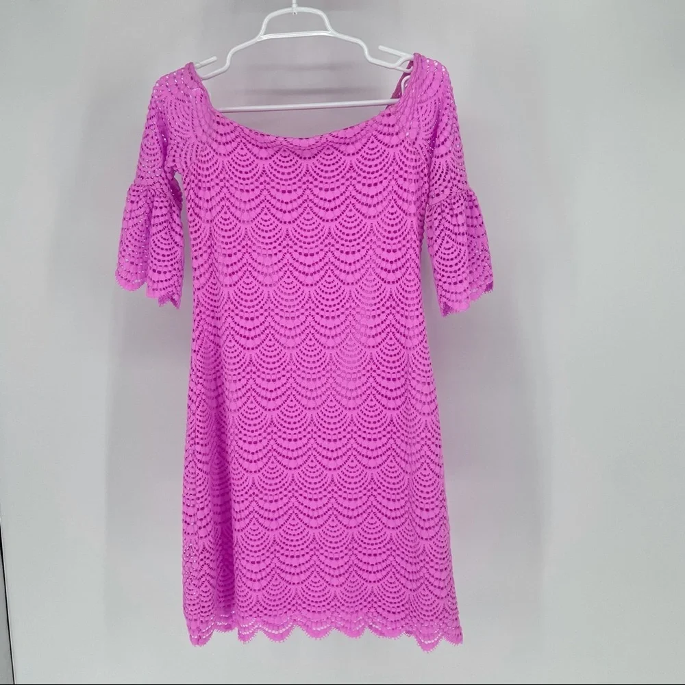 Lily Pulitzer NWT Off The Shoulder Dress in Lilac Rose - Picture 4 of 9